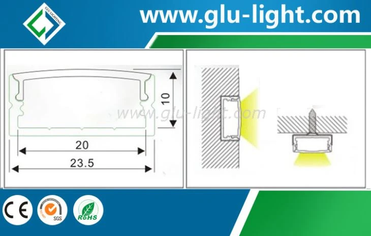 High quality aluminum PMMA cover led strip light led alu profile aluminum